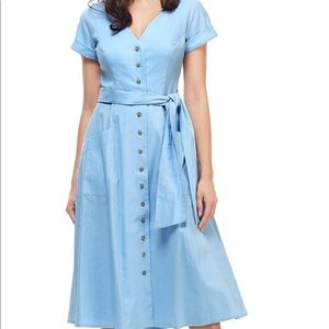 Gal Meets Glam Collection Vanessa Linen Midi Dress